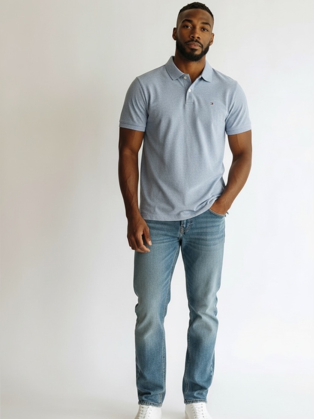 Tommy Hilfiger Classic Fit Mens Light Blue Short Sleeve Polo shirt Size XL